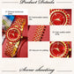 New Luxury Watch Women Red Necklace Earring Rhinestone Fashion Wristwatch Casual Ladies Watches Jewelry Set Relogio Feminino