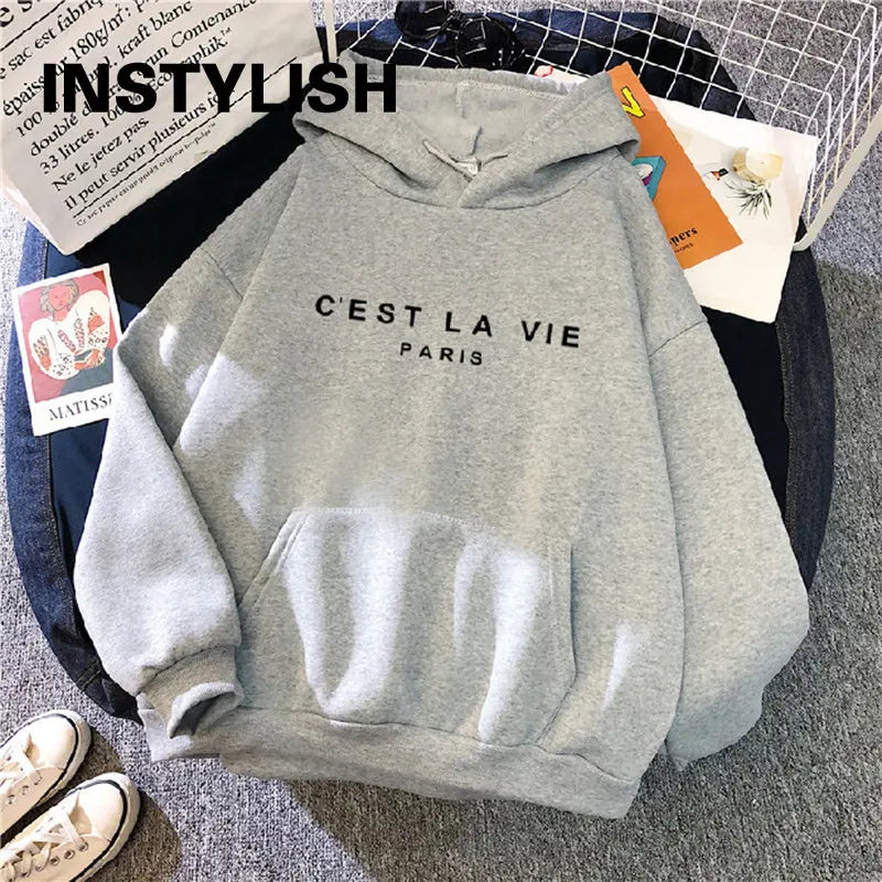 Everyday C'est La Vie Print Hoodie