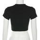 Summer Black Sexy Women's T-shirt Clothese Short Sleeve Casual Crop Top Letter Embroidery T Shirt Female O-Neck Cropped Tops