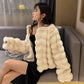 White Fur Coat for Women 2023 Autumn and Winter New Style Short Imitation Fur Plush Collarless Top Short Top Warm and Trend