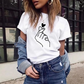 Fashionable Loose T-Shirt Pencil Heart Shape Round Neck Short Sleeve Women's Top