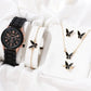 5/2PCS Set Luxury Watch Women Ring Necklace Earrings Rhinestone Wristwatch Female Casual Ladies Watches Bracelet Clock (No Box)