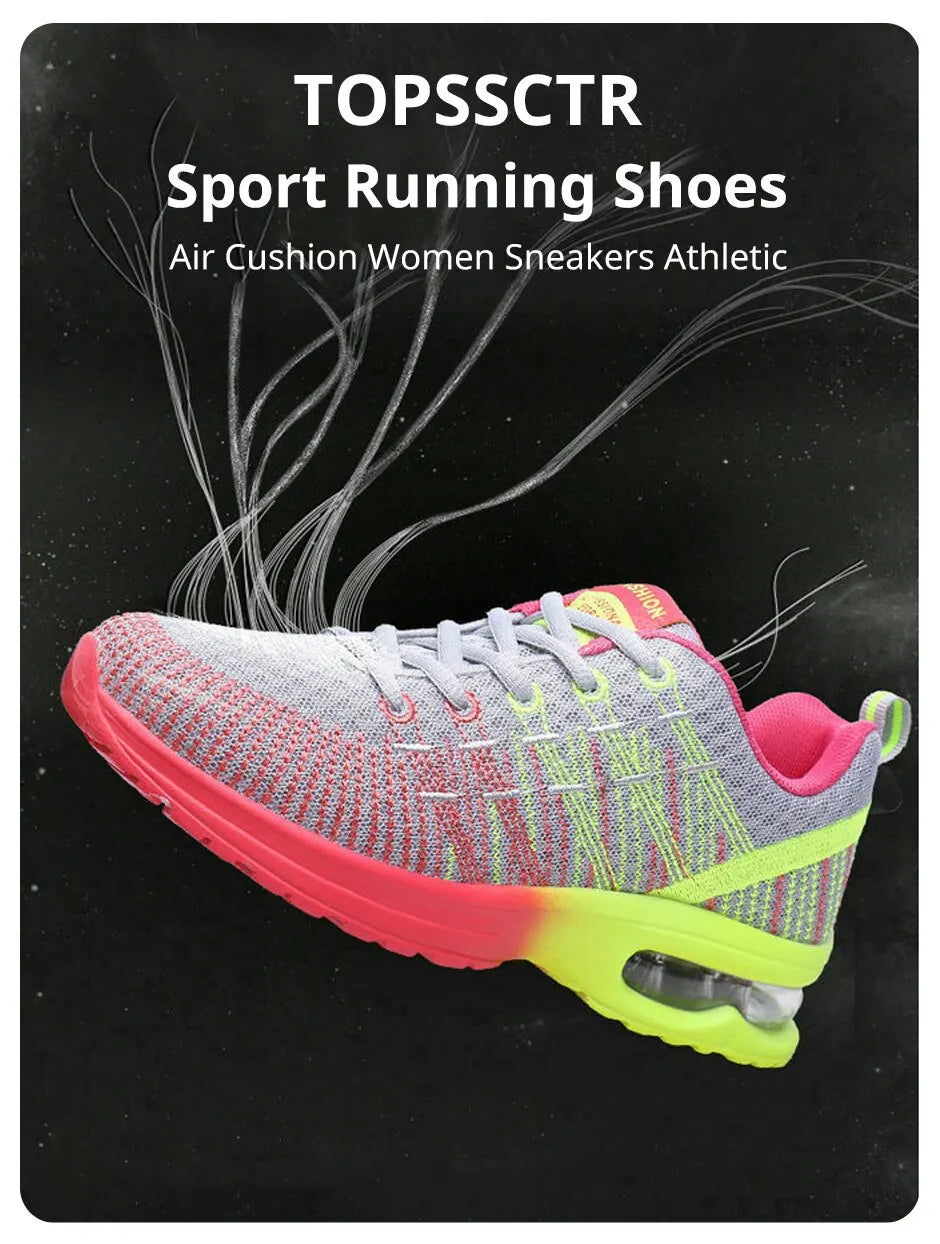 Women Air Cushion Running Shoes for Tennis Sports Fashion Sneakers Lace Up Lightweight Breathable Leisure Gym Walking Shoes