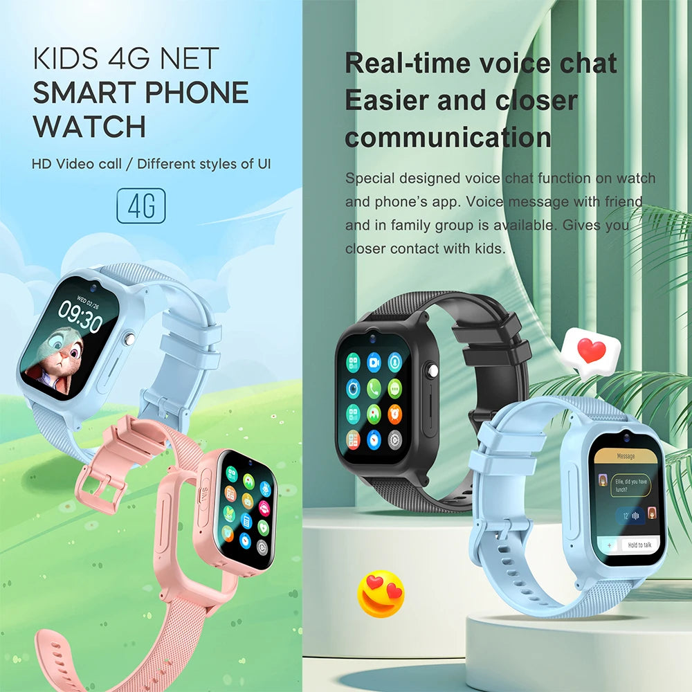 4G Kids Smart Watch Phone GPS WIFI SOS Location Tracker Video Call HD Camera Boys Girls Phone Clock