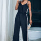 Summer New Suspender Jumpsuit Women 2024 European and American All-Matching Fashion V Neck Sleeveless Slit Loose Pants Pants Women