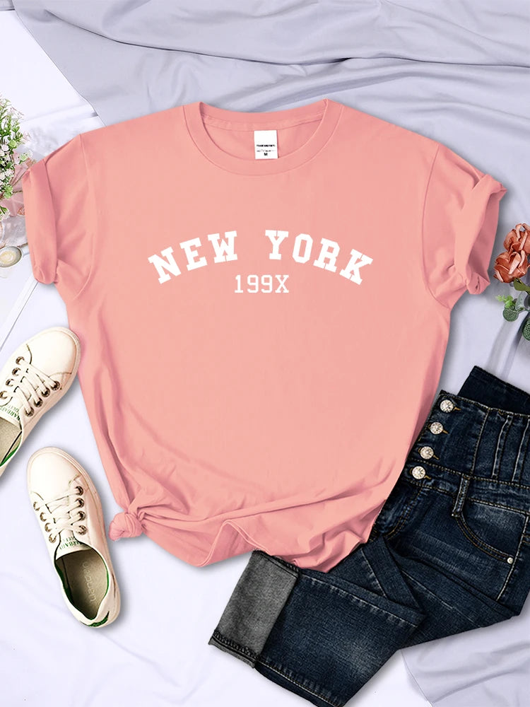 New York 199X Personality Letter T Shirt Womens Fashion Brand Short Sleeve Casual Comfortable Tee Shirtsport Summer T-Shirts