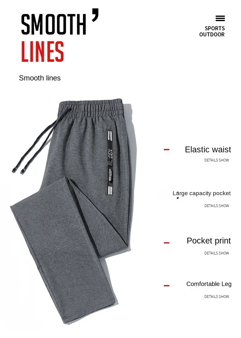 Ice Silk Men's Pants 2023 Summer New Black Gray Thin Business Casual Pants Outdoor Elastic Breathable Straight Leg Sweatpants