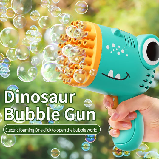 Dinosaur Bubble Machine 40 Hole Outdoor Wedding Children's Toy Gift Continuous Bubbling (without Bubble Liquid and Battery)