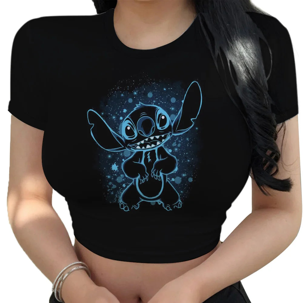 Stitch Graphic Crop Tops