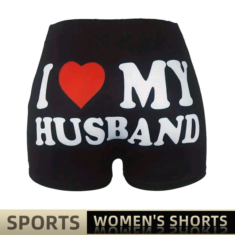 Women Shorts Sleep Bottoms Pajamas Boxers Black S M L Love Letter Printing Painted Design Casual Sports Fitness Sleep