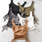 New Arrival Girls Casual Solid Colour Two Side Drawstring Vest Folds Shirring Sexy Tank&Camis