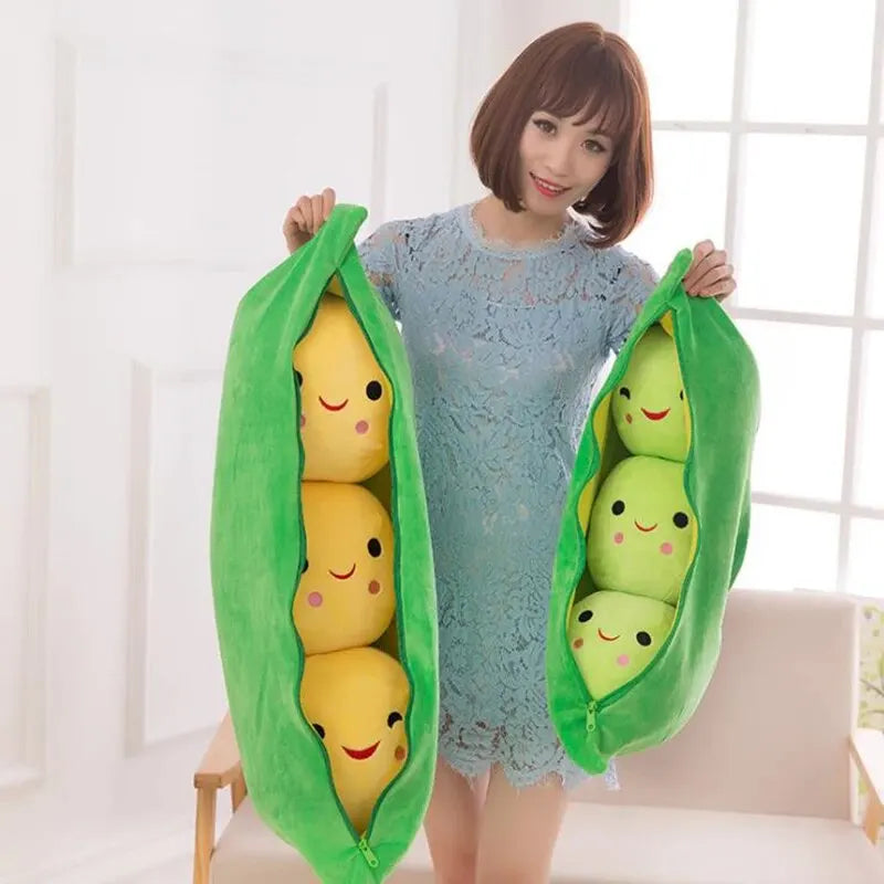 25CM Cute Children's Baby Plush Peas Filled Plant Doll Toy Children Kawaii Quality Pea-shaped Pillow Toy Boy Girl Gift