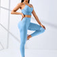 Women Yoga Set 2/Pcs Seamless Workout Outfits Yoga Sportswear Tracksuit Leggings And Thin Shoulder Strap Stretch Sports Bra Fitn