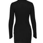 New Sexy Mini Dress For Women Autumn Black Solid Turtleneck Long Sleeves Sheath Dress Club Elegant Bodycon Party Dresses Female