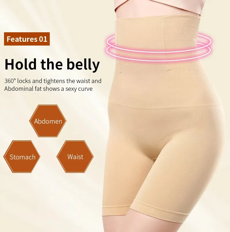 YBFDO Women's High Waist Flat Angle Shaper Pants Postpartum Buttocks Lifting Body Shaping Pants Slim Shorts Waist Trainer