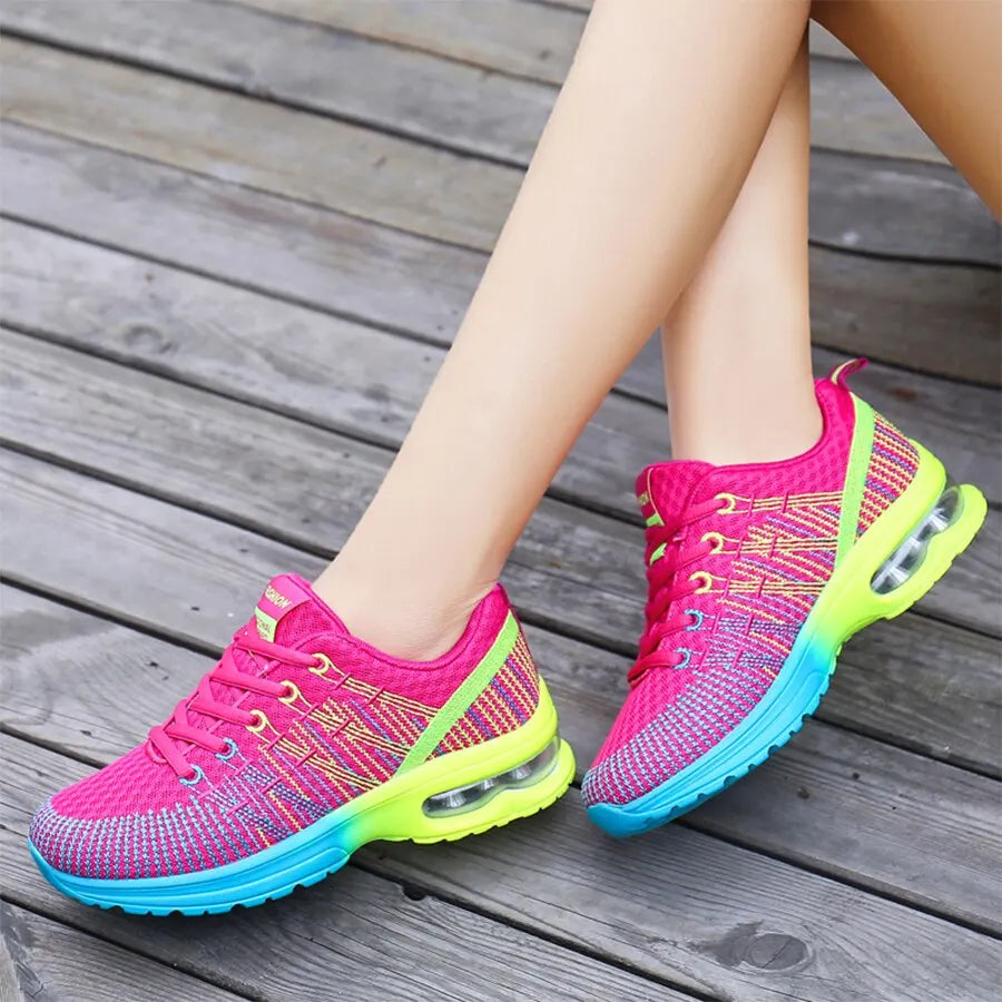 Women Air Cushion Running Shoes for Tennis Sports Fashion Sneakers Lace Up Lightweight Breathable Leisure Gym Walking Shoes