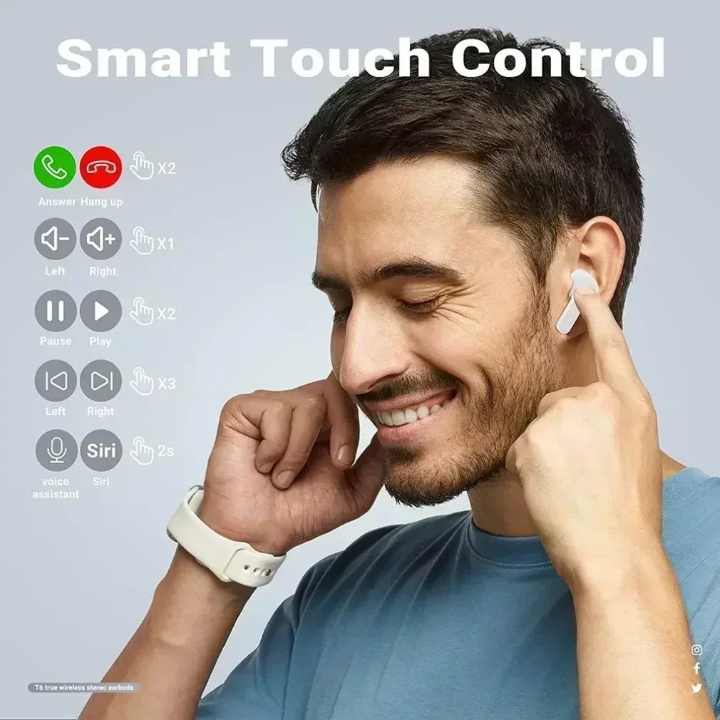 TWS T2 Wireless Earbuds LED Power Digital Display Headset Stereo Sound Bluetooth Earphones for iPone Xiaomi Lenovo Headphone