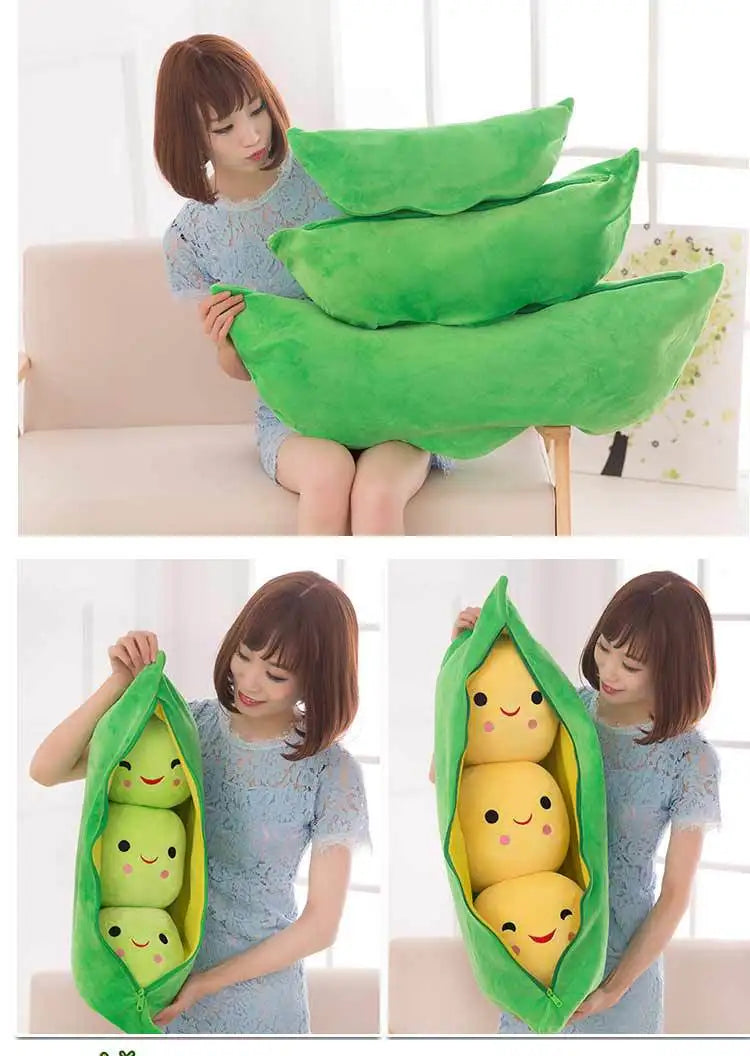 25CM Cute Children's Baby Plush Peas Filled Plant Doll Toy Children Kawaii Quality Pea-shaped Pillow Toy Boy Girl Gift