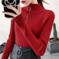 Knitted Women Zipper Half High Neck Sweater Pullovers Autumn Winter Basic Women Sweaters Slim Solid Knitwear Pull Femme Tops