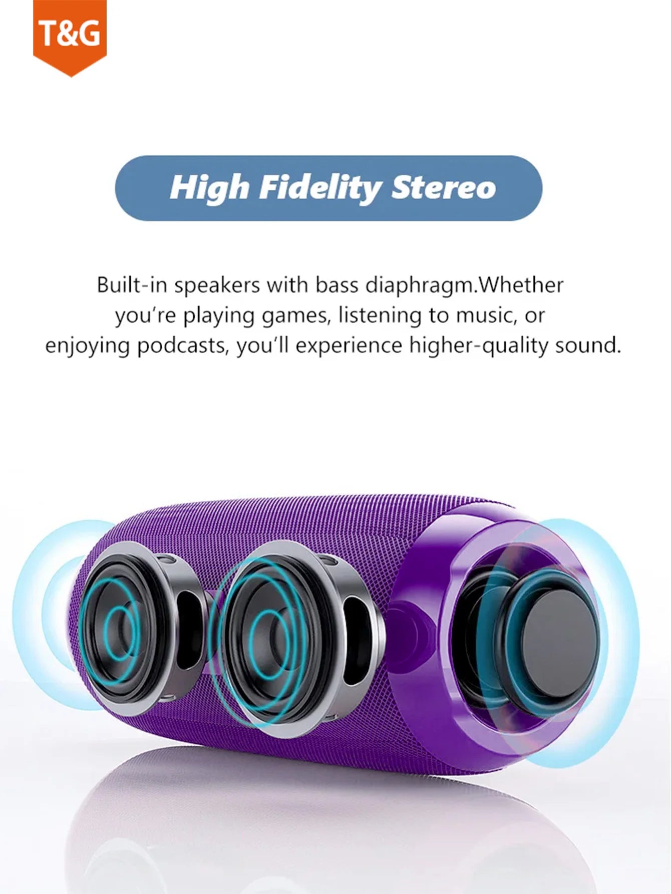 TG117 Portable Bluetooth Speaker Outdoor Wireless Woofer Free Call /FM/TF Card/USB Flash Drive Connect Mobile Phone/Tablet/TV