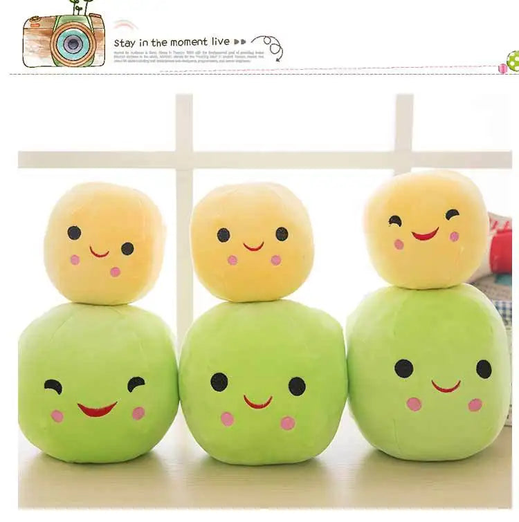 25CM Cute Children's Baby Plush Peas Filled Plant Doll Toy Children Kawaii Quality Pea-shaped Pillow Toy Boy Girl Gift