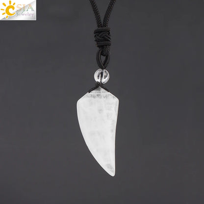 Men's Mali Necklace - Polished Stone Wolf-Shark Tooth