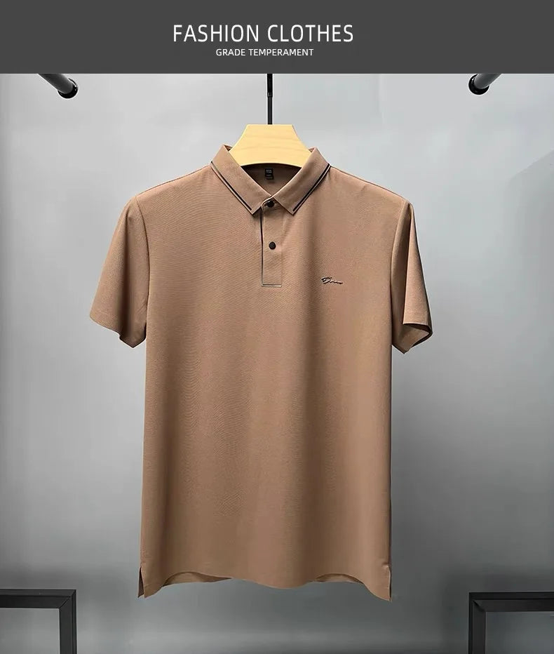 High end luxury brand fashion hot diamond short sleeve Advanced printed POLO shirt summer new Korean version men's lapel T-shirt