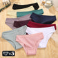 FINETOO 5Pcs Cotton Panties Breathable Underwear for Women Low-Waist Waffle Style Brief Female Comfortable Stretch Lingerie S-XL