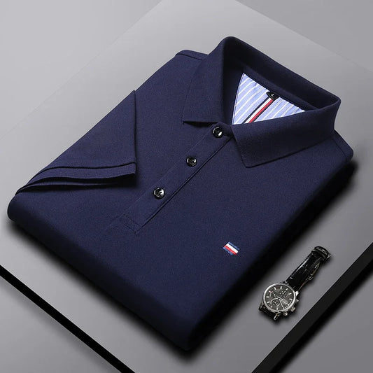 Men's Fitted Short Sleeve Casual Embroidered Polo