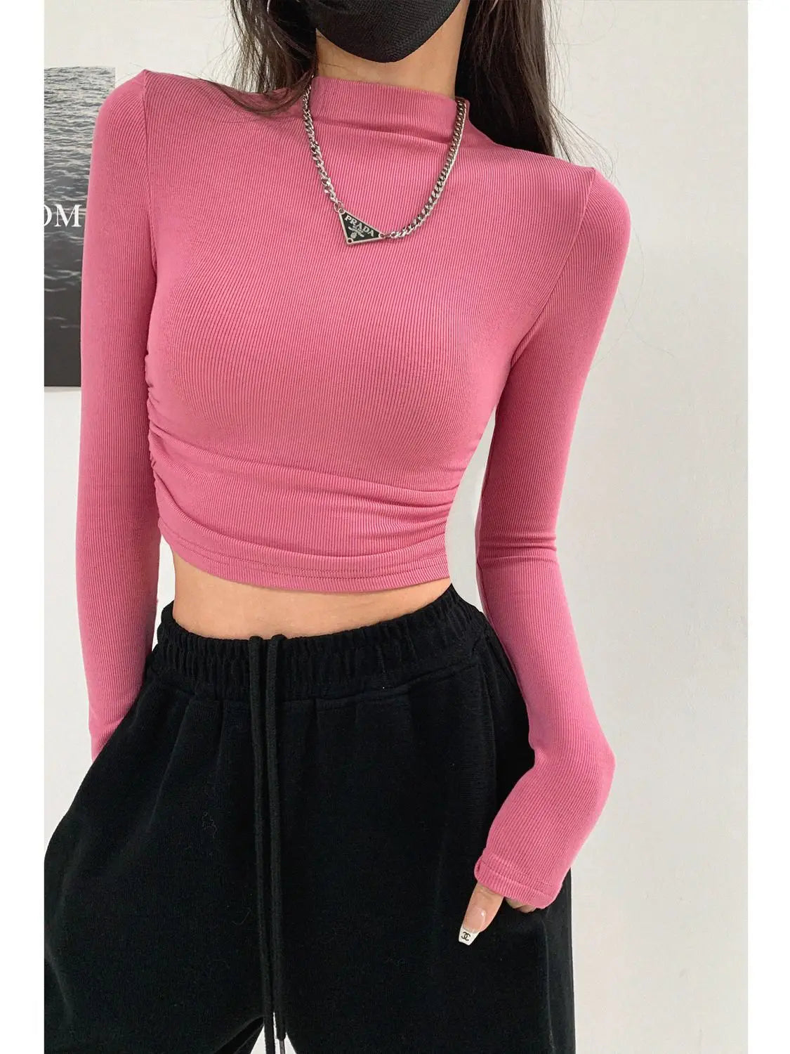 Y2K Korean Cropped Turtleneck