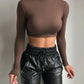 Basic Sheath Women Solid Turtleneck Tshirt Autumn Stretch Casual Undershirt Female All-match Street Activity Crop Tops