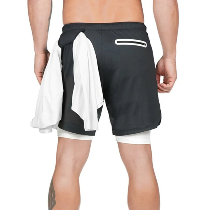 Running Shorts Men Gym Sports Shorts 2 In 1 Quick Dry Workout Training Gym Fitness Jogging Short Pants Summer Men Shorts