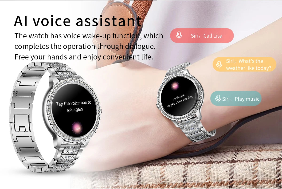 Fashion Luxury Gold Smart Watch Heart rate Blood Oxygen Sleep Monitoring Diamond Bracelet Bluetooth Call Smartwatch Ladies