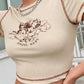 Women's Stylish Angel Letter Printed T-Shirt Short Sleeve Round Neck Contrast Stitch Slim Fit Wild Casual Crop Tops for Summer