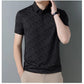 High end brand polo shirt short sleeved men's light luxury embossed top silk cool casual 2024 summer breathable lapel T-shirt