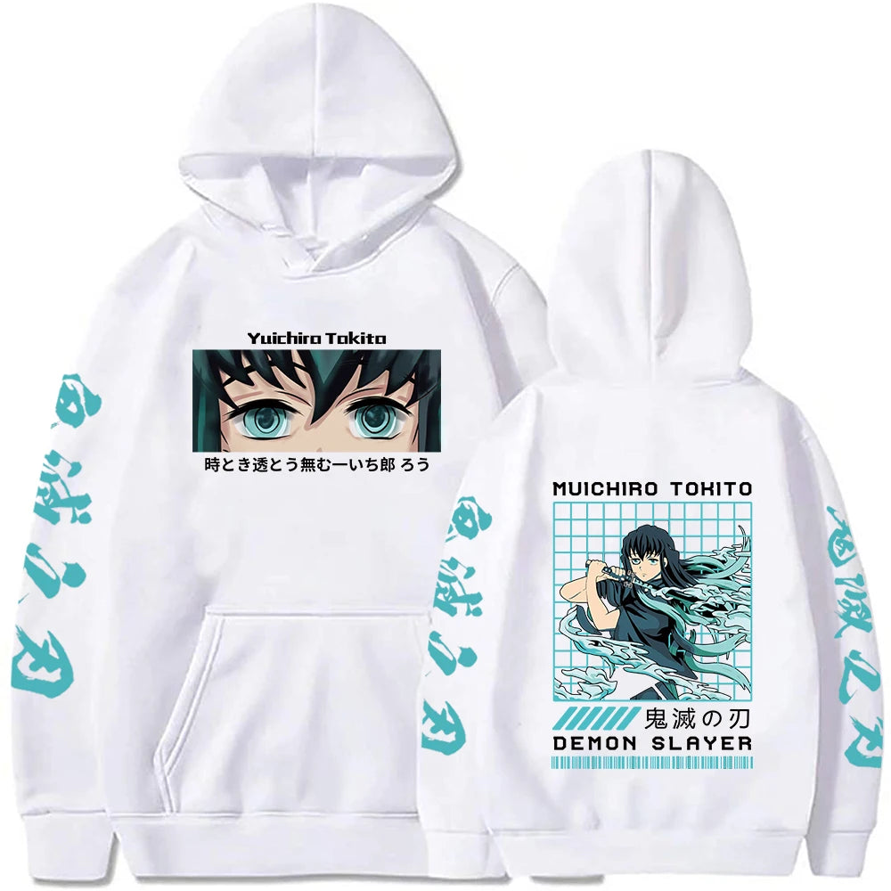 Demon Slayer Japan Anime Men Women Hoodie Harajuku Muichiro Tokito Graphic Print Plus Size Sweatshirt Streetwear Female Pullover