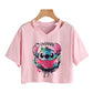 Stitch Graphic Crop Tops - Women's