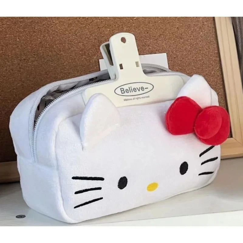 Sanrio Hello Kitty Anime Kawaii Plush Pencil Case Stationery Bag Coin Purse Cosmetic Bag Students School Supplies Storage Bag