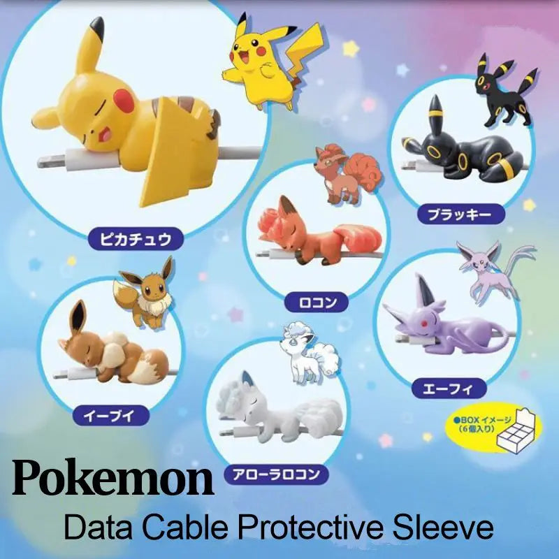 Pokemon Pikachu Data Cable Protective Sleeve Fashion Cartoons Figure Buckle Usb Charging Cable Thread Bite Protective Cover Toys