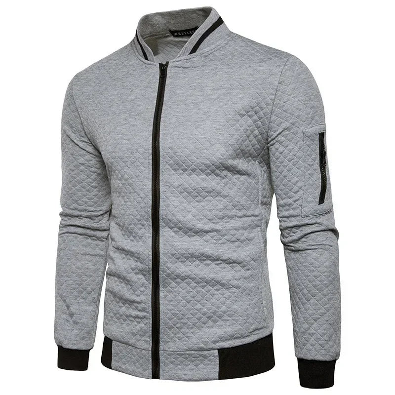 2024 New Men's Fashion Casual Baseball Coat Windproof Cycling Sports Jogging Solid Color Zipper Long Sleeve Thin Jacket