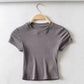 Summer Sexy Women O-neck Short-sleeve T-shirt Slim Elastic Skinny Crop Tops