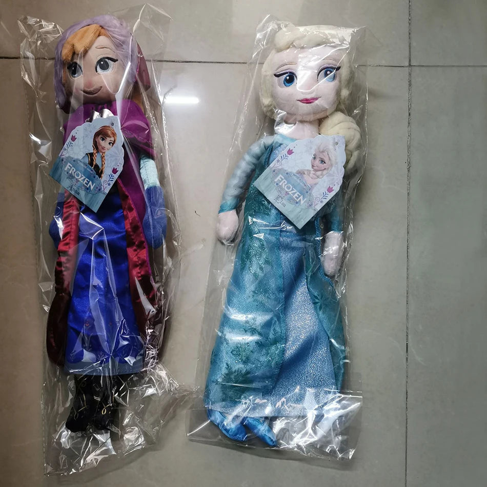 40cm Anime Frozen Plush Princess Anna Kawaii Doll Snow Queen Princess Anna Elsa Soft Stuffed Toys Gifts For Girls Birthday Kids