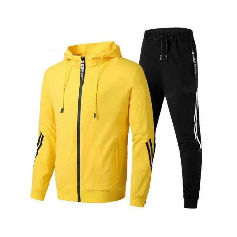 Men's Winter Tracksuit Set, Solid Color Hoodies and Drawstring Sweatpants, Loose Fit Leisure Sportswear Suit