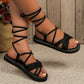 Women's fashion trend anti-slip wear-resistant comfortable soft soled cloth strap flat sandals