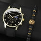 Luca Gianni - Men's Onyx Watch and Bracelet 2pc Set