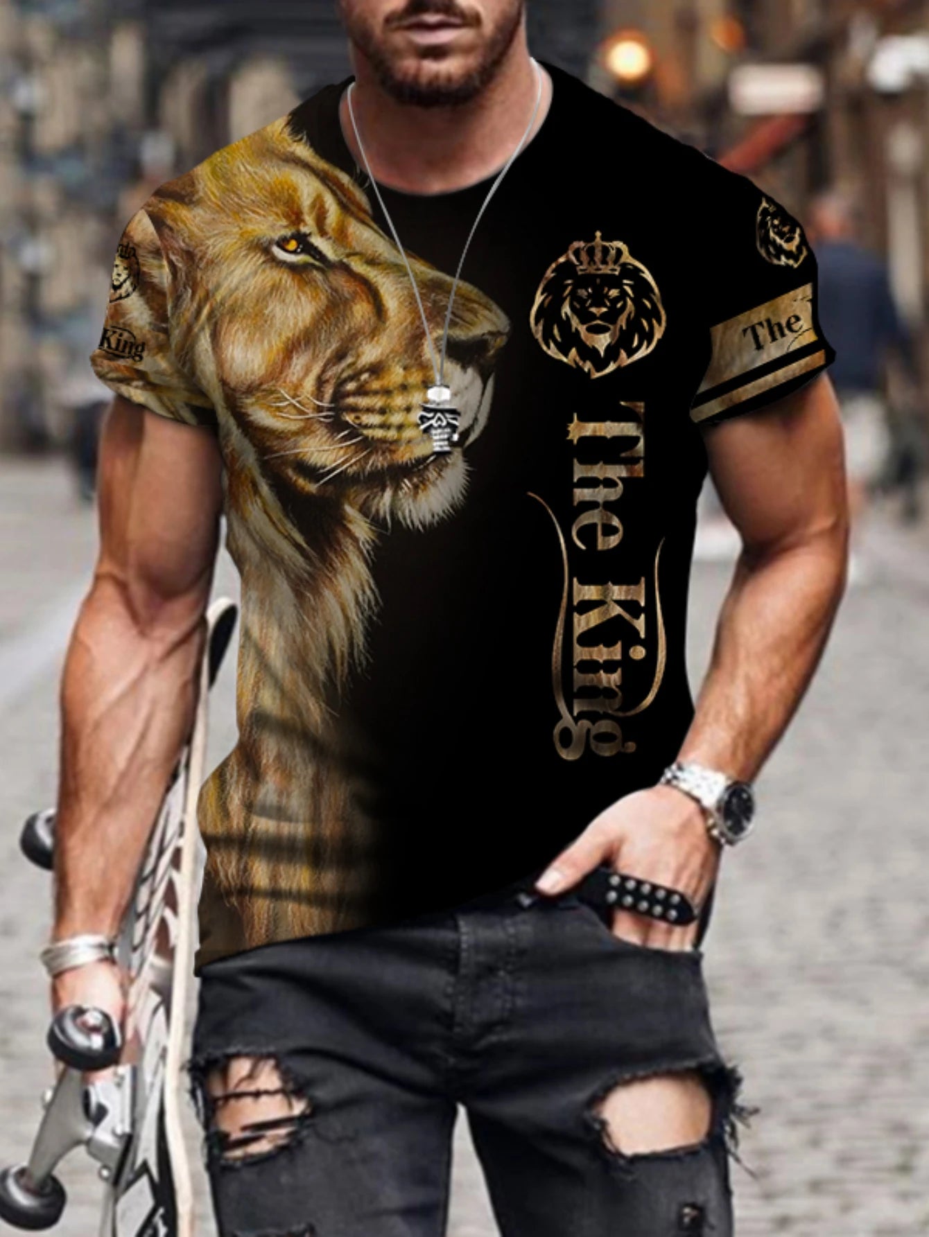 Fast Fashion - Lion Print Graphic T-Shirts