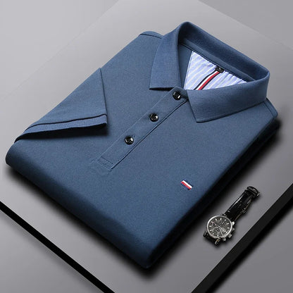 Men's Fitted Short Sleeve Casual Embroidered Polo