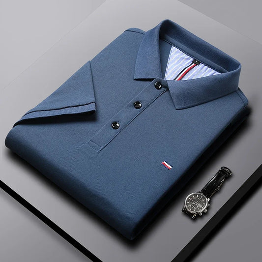 Men's Fitted Short Sleeve Casual Embroidered Polo
