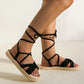 Women's fashion trend anti-slip wear-resistant comfortable soft soled cloth strap flat sandals