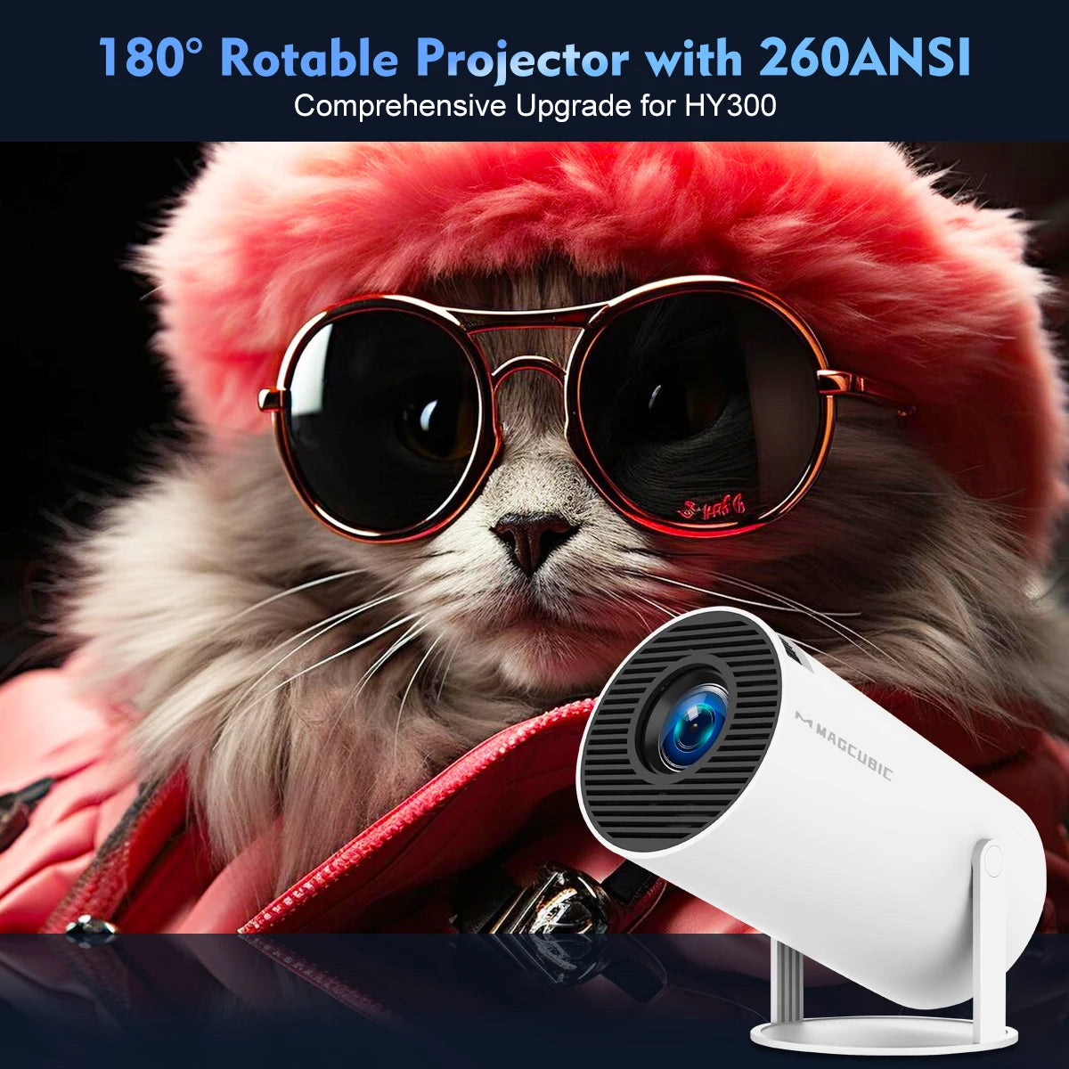 Transpeed 4K Wifi6 HY300 Pro Projector Android 11 260 ANSI Dual WIFI Allwinner H713 BT5.0 720P Home Cinema Outdoor Portable